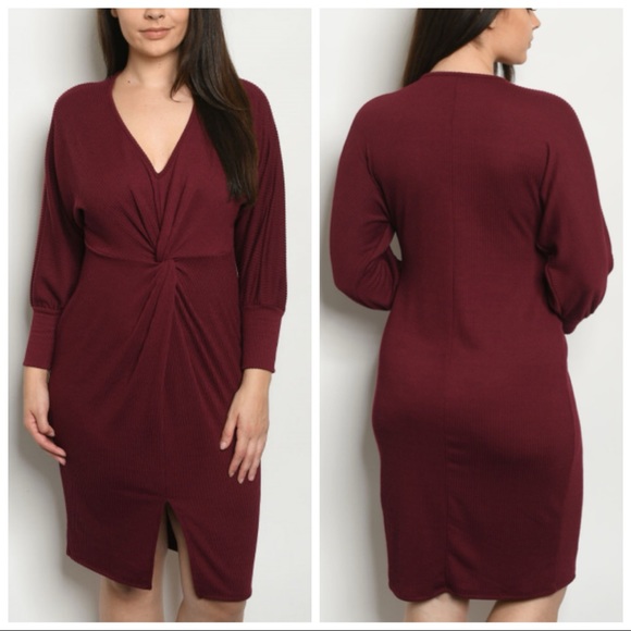 Zenobia Dresses & Skirts - ❤️LAST NEW 3X Burgundy Twist Knot Dress